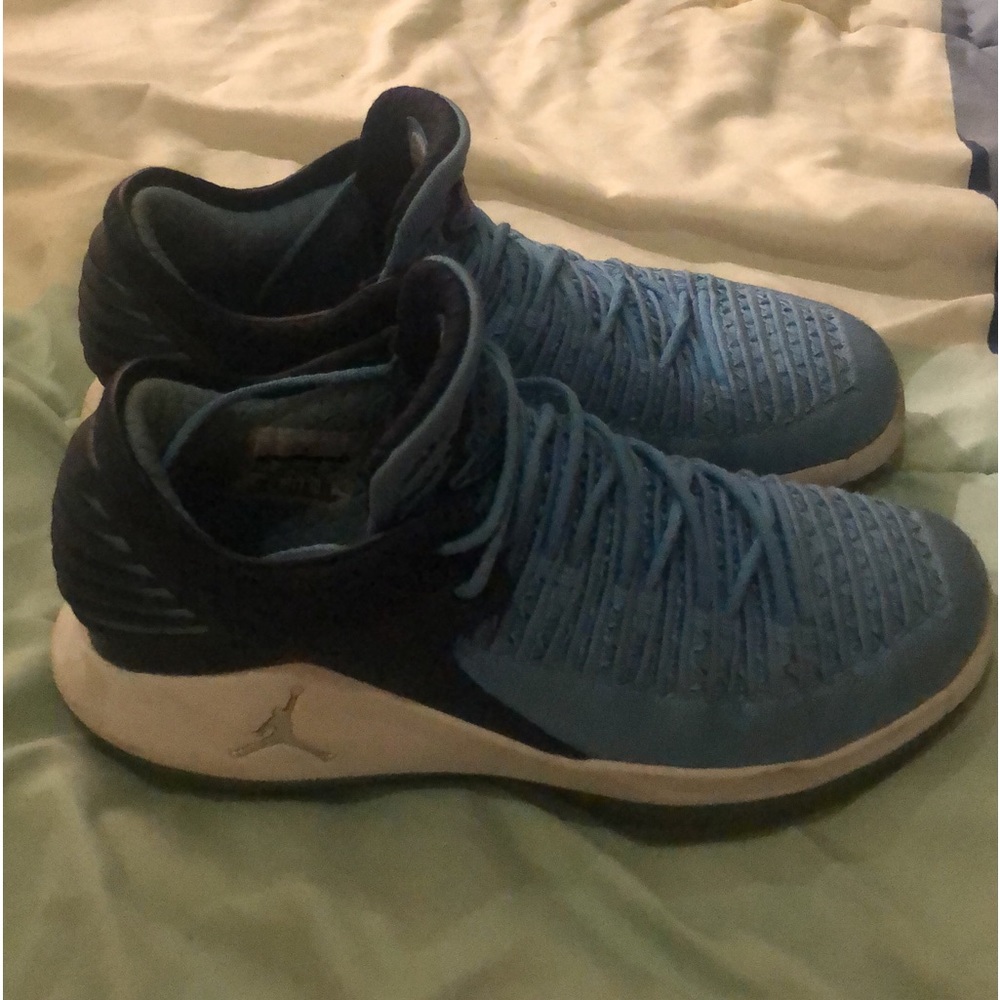 Light blue Jordan’s, size 7Y which is 8 in adult. They are like new only wore 1